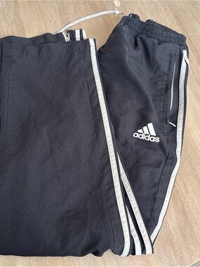 adidas Black Track Pants with White Stripes